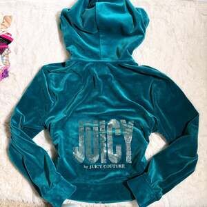 Juicy Couture Velour Zip-Up Hoodie Teal Size XL